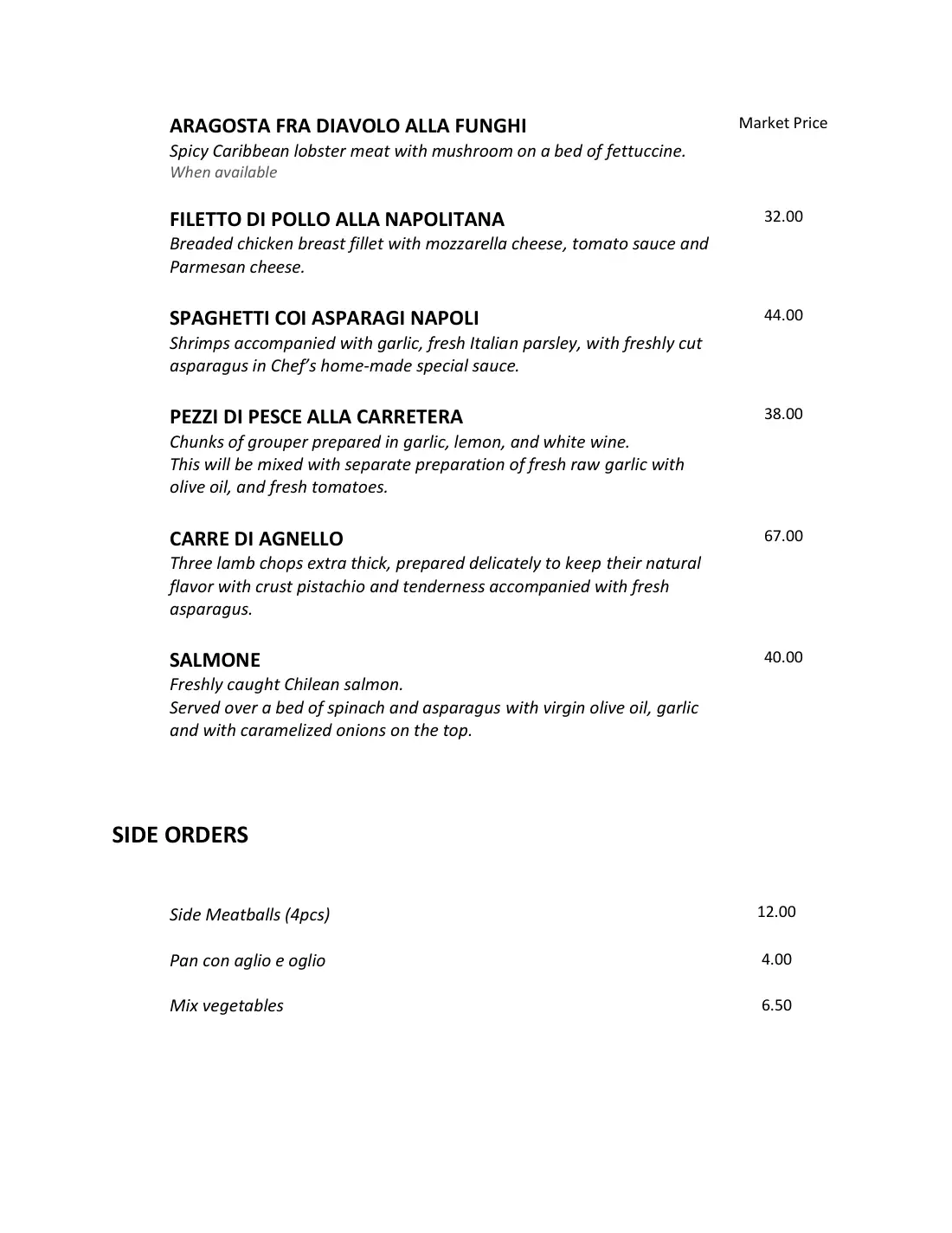 Agrigento Ristorante Italiano menú