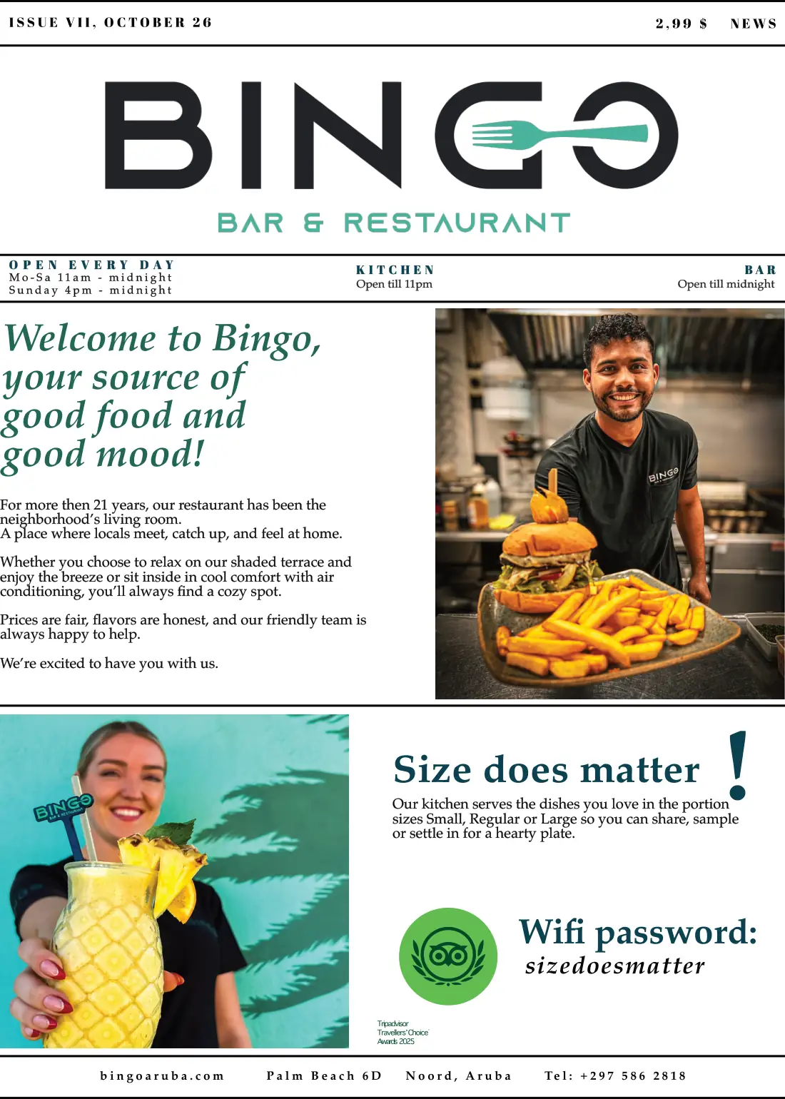 Bingo Cafe and Restaurant menú