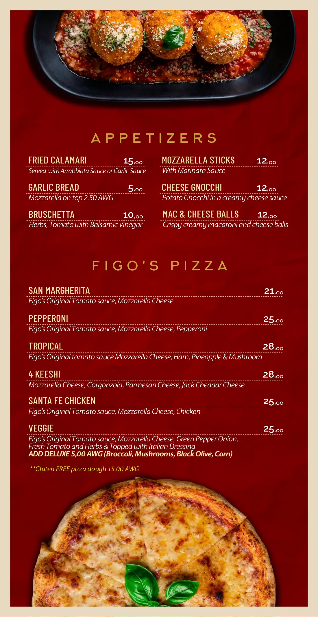 Figo Pizza & Pasta menu