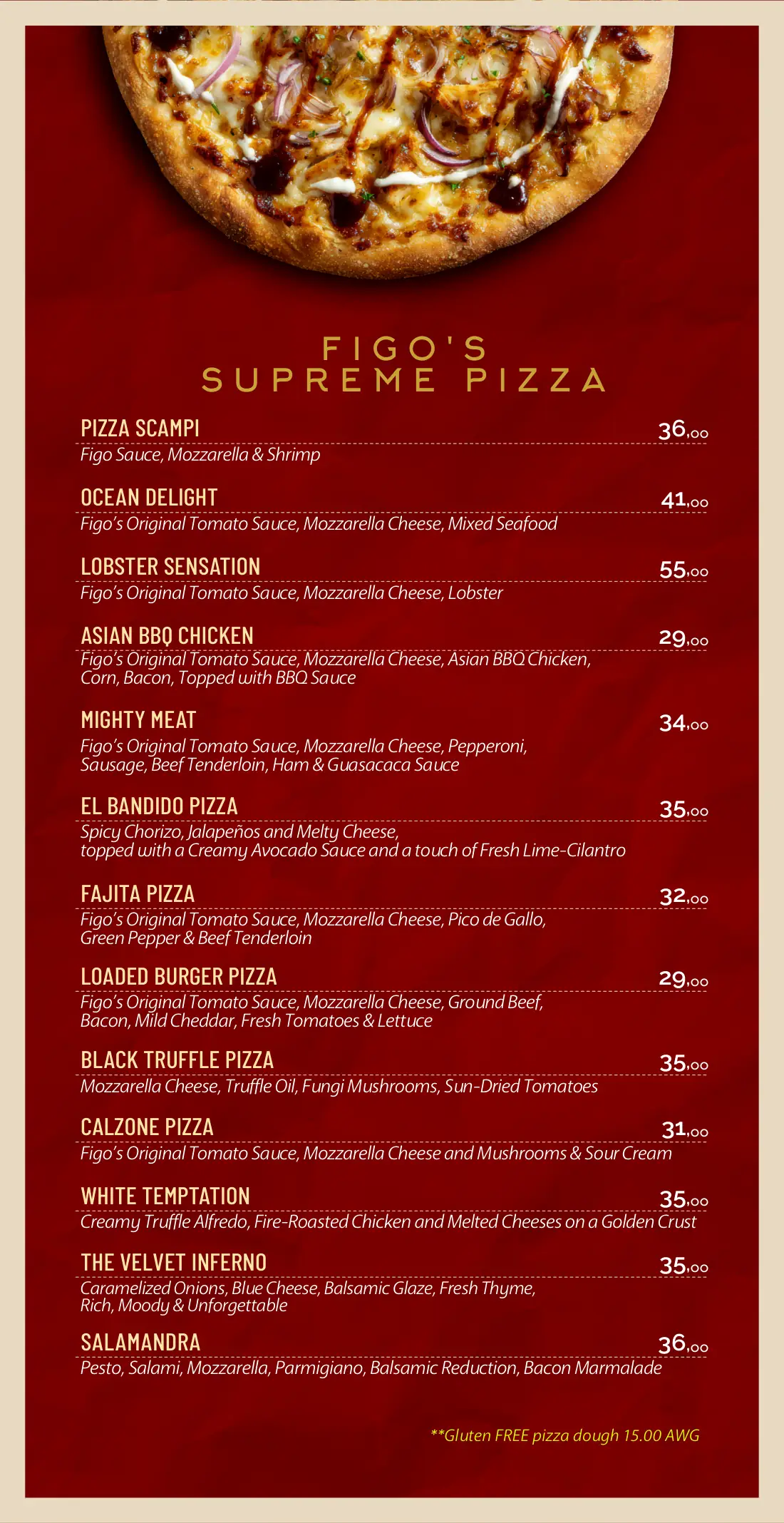 Figo Pizza & Pasta menu