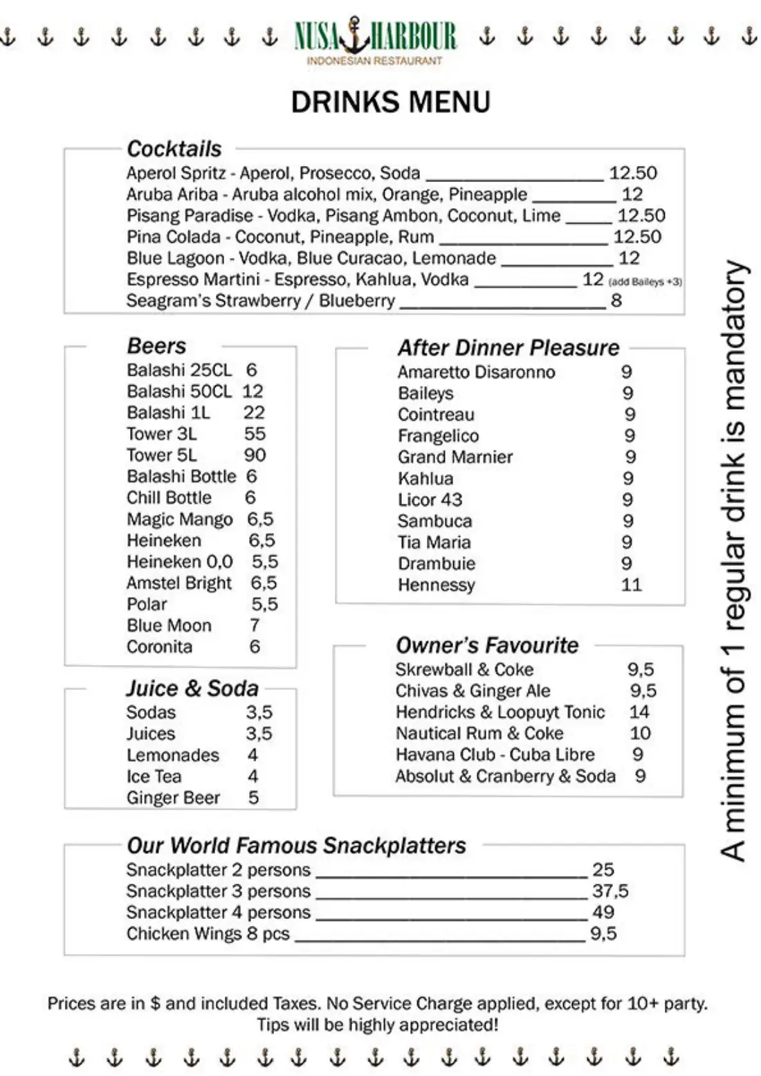 Nusa menu