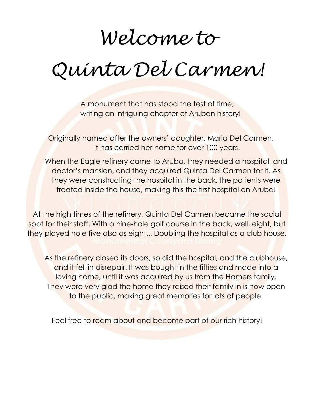 Quinta Del Carmen menú
