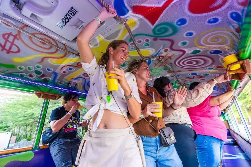 Dancing on the Chogogo Tours party bus